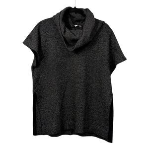 LOFT Womens Charcoal Gray Cowl Neck Short Sleeve Sweater Top Medium